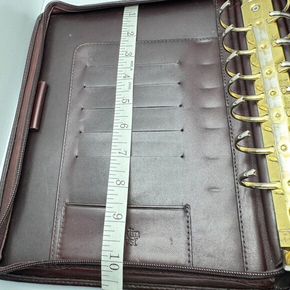 Franklin Quest Full Grain Aniline Leather Brown Planner Classic Sz 7 Ring Zipper - Picture 3 of 16